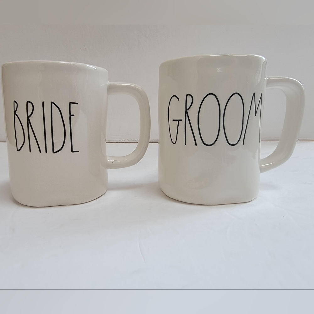 Rae Dunn Bride and Groom Ceramic Mug Set